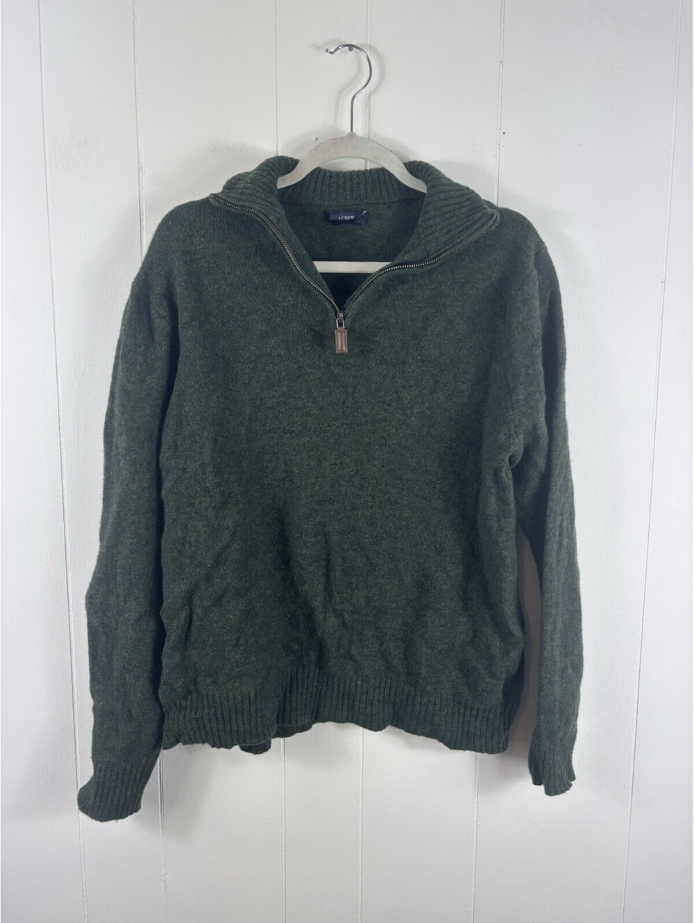 J. Crew Men Half-zip Sweater Green Size XL 100% Lambs Wool Old Money Preppy Fall